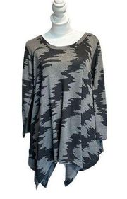 Philosophy women's size large grey and black long sleeve asymmetrical tunic