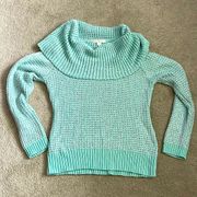 EGC Boston‎ Proper teal/silver flecked warm sweater with large cowl neck size XL