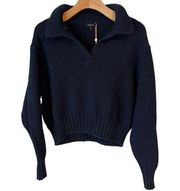 Quince Sweater Womens Small Thick Knit High Collar Navy Blue NWT Long Sleeve