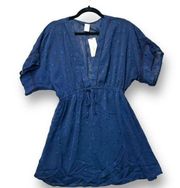 Peyton & Parker Sheer Blue Star Swim Cover-Up V-Neck Ruffle Tie Waist Size S