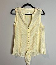 🌺 Anthropologie Maeve yellow and white striped tie tank top