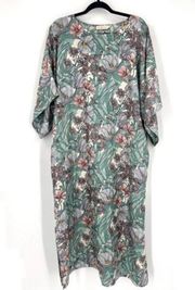 Tory Burch Robinson Floral Silk Kimono Maxi Dress Hibiscus Small muumuu