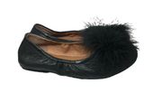 Gentle Souls Portia Pom Pom Black Leather Slip On Ballet Flats Women's Size 5.5