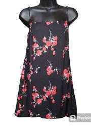 Reformation Floral Print Mini Dress Size 2 Summer Flowy Black Red