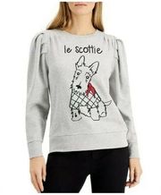 Charter Club Petite Petite PP Sweatshirt Scottie Dog Gray Long Sleeves Stretch