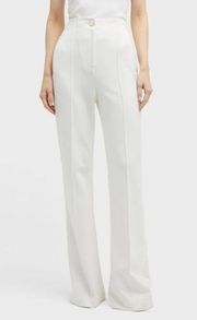 Veronica Beard Size 10 Judy Off White Flare Pintuck Suit Pants High Rise Stretch