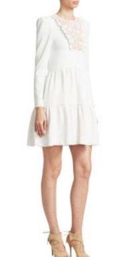 NWT  Lace Ruffle Dress In Misty Ivory