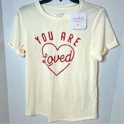 Isabel Maternity Soft Comfy 'You Are Loved' Cream T-Shirt Size XS.  New!