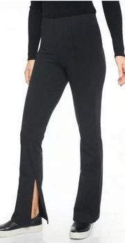 ATHLETA Greenwich High Rise Pull On Pintuck Slit Flare Legging Pant Black Medium