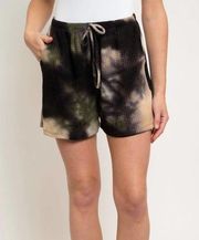 Vine and Love Tie Dye‎ Waffle Knit Shorts Elastic waist