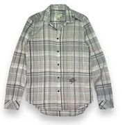 Diesel Slim Fit Plaid Button Down Shirt Womens Medium Gray