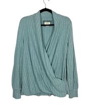 Maeve by Anthropologie Seafoam Wrap Front Sweater