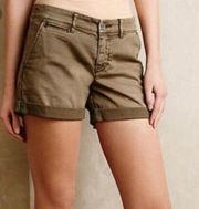 Anthro Pilcro Hyphen Chino Mid Rise Flat Front Cotton Blend Shorts