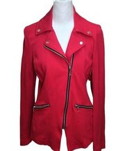 Roz & Ali Super Cute Red Jacket with Front Pockets and Zipper EUC size XS