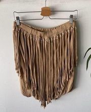 Young Fabulous Broke Skirt Womens Medium Brown Fringe Boho Western Casual Knit