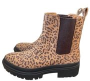 Lucky Brand Ellerey Javan Leopard Cow Suede Boots Size 8.5 Used 1x No Boc