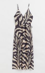 Zebra Print Pleated MIDI Dress medium NWT