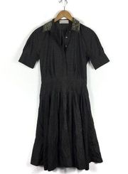 Jason Wu Designer Nylon Stretch Beaded Collar Fit & Flare Mini Dress Size 6