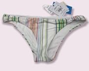 NWT ONEILL Blue Women's Multicolor Sunset Beach Stripe Bikini Bottom Size XS