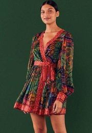 FARM RIO Forest Tapestry Mini Wrap‎ Dress-  NWT XS