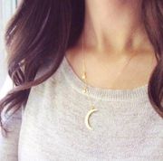 Moon & Stars Charm Gold Silver Necklace Dainty