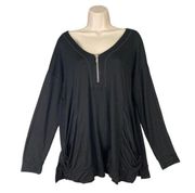 Cable & Gauge Black Blouse Viscose Spandex Long Sleeve Women's L Soft & Drapey