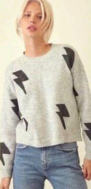 STORIA Lightning Bolt Crewneck Sweater, Grey S