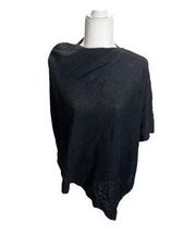 Celeste Womens One Size Black Wool Cashmere Blend Poncho Sweater