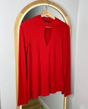 red cutout lightweight sweater