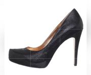 Bebe Black Leather Platform Pumps(Size 7B)