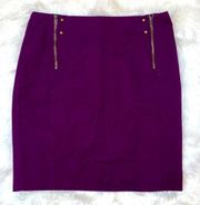 Purple Mini Pencil Skirt with Side Zipper Details
