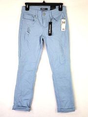 Dollhouse Jeans Junior's 7 Powder Blue Charley Distressed Cropped Ankle Jeans