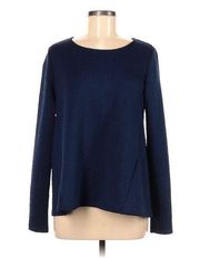 Neiman Marcus Long Sleeve Blouse Size Medium Blue Zipper Back