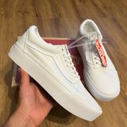 Vans Old Skool White Platform Shoes Sneakers New