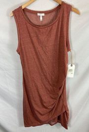 NWT Leith Ruched Sleeveless Dress in Coral Cedar Size XL