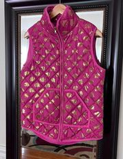 Simply Southern Elephant Foil Full Zip Vest Size Large Pink