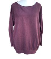 Burgundy Cotton/Cashmere Blend Round Neck Long Sleeve Sweater