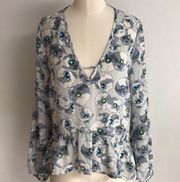 Floral Print Flared Blouse NWOT