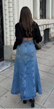 Blue Denim Maxi Skirt