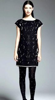 NWT Catherine Malandrino for DesigNation Black/Cream Applique Shift Dress M