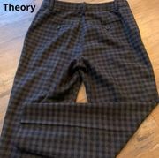 Theory Check Knit Twill Tailored Trousers Crop Pants Size 6 $355 Cashmere Wool