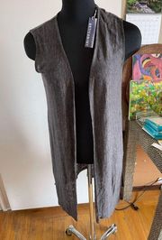 ARTISAN NY Gray Long linen vest NWT100% Linen Women XS