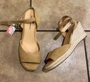 Tommy Bahama Caisy Tan Nubuck Wedge Espadrilles