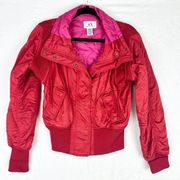 Satin Bomber Jacket Size Small Red