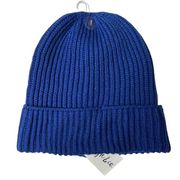 Style & Co Rib Solid Blue Beanie Ribbed Cuffed One Size Winter Warm Hat New