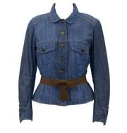 Alexander McQueen 00s jean jacket womens size 46 large medium denim bow y2k blue