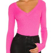 SUNDRY LONG SLEEVE VNECK PINK PULLOVER RIBBED TSHIRT 2