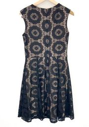 London Times Women's Allover Black Lace A Line Mini Dress size 10