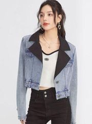 Zana di Cropped Biker Denim Jacket size Medium