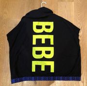 Bebe Black Logo Sleeveless Hoodie Zip Front S